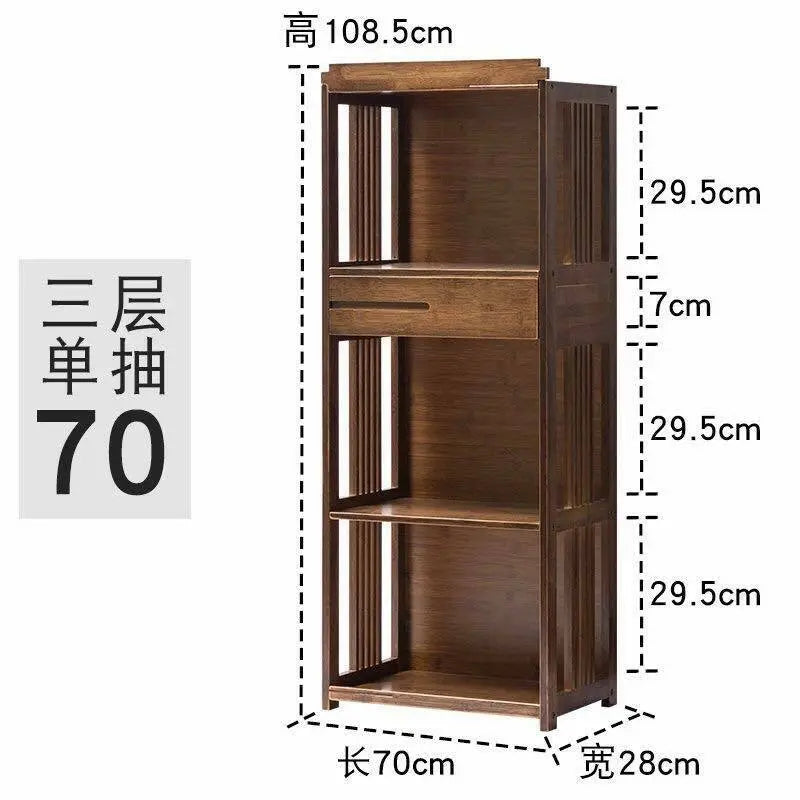 Bamboo Book Case Antique Style Bookcase Shelf Cabinet With Drawers Storage everythingbamboo