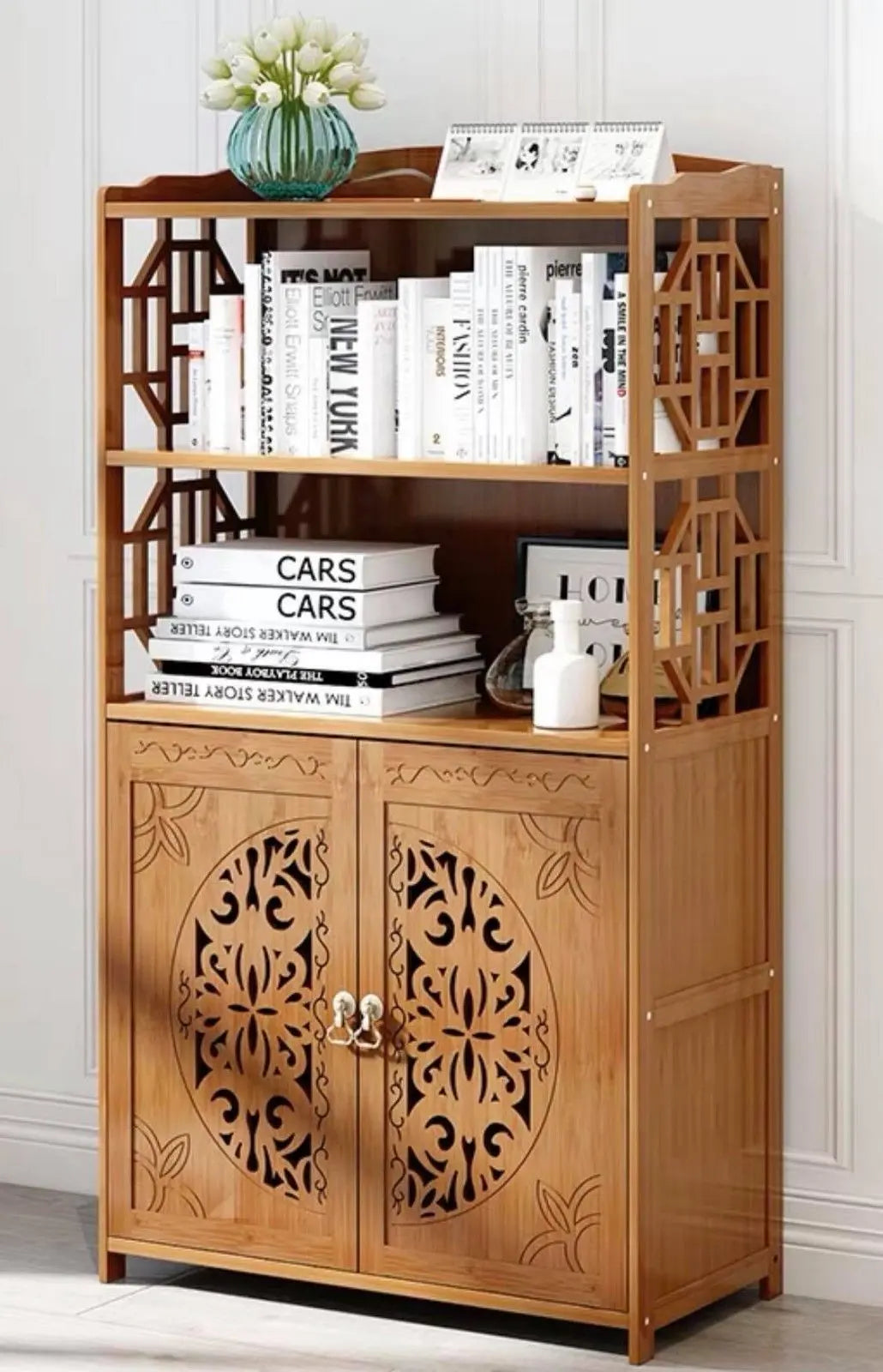 Bamboo Book Case Book Shelf Antique Elegant Style Multi-Function Storage everythingbamboo