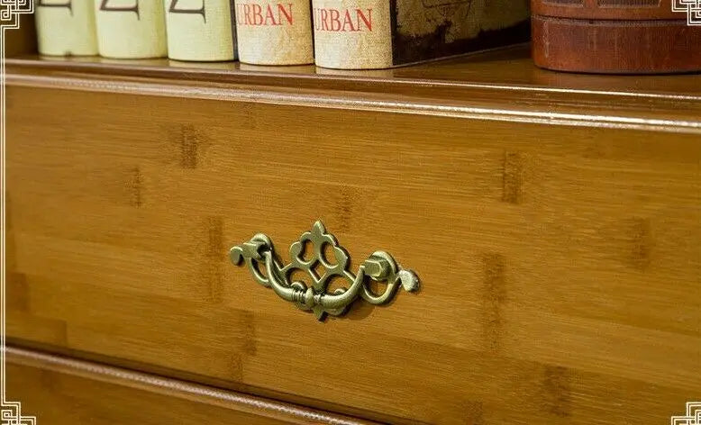 Bamboo Book Shelf With Drawers Book Case Cabinet Antique Style Storage everythingbamboo