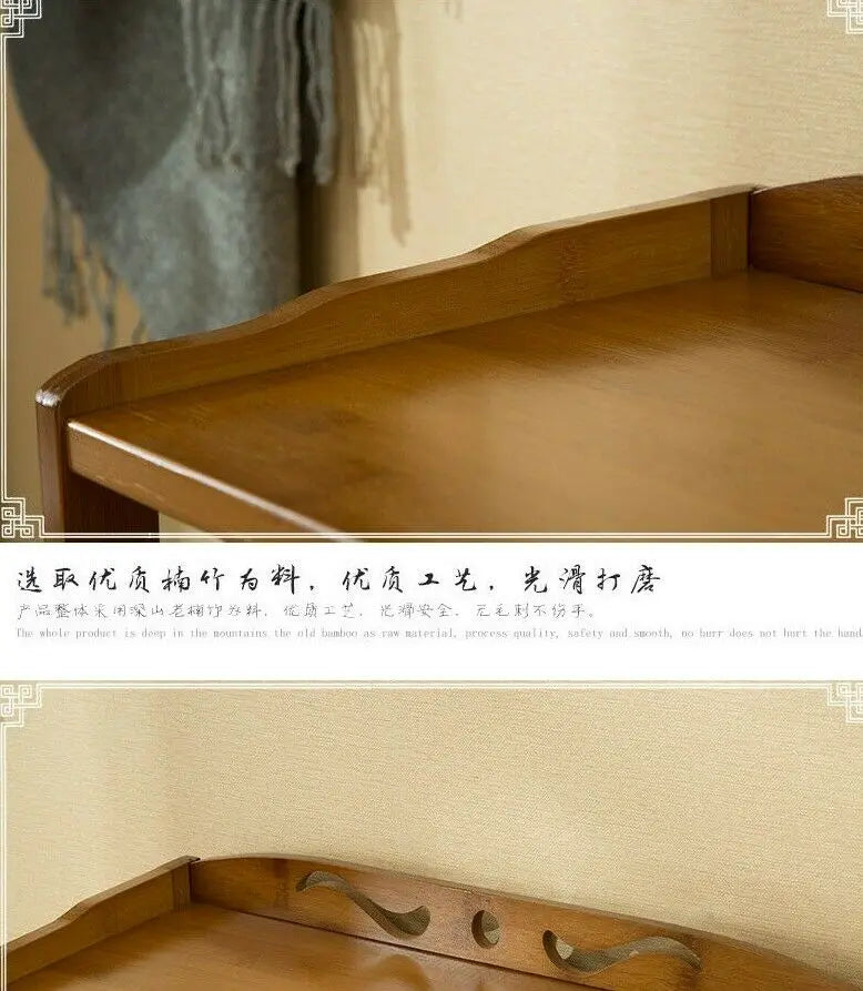 Bamboo Book Shelf With Drawers Book Case Cabinet Antique Style Storage everythingbamboo