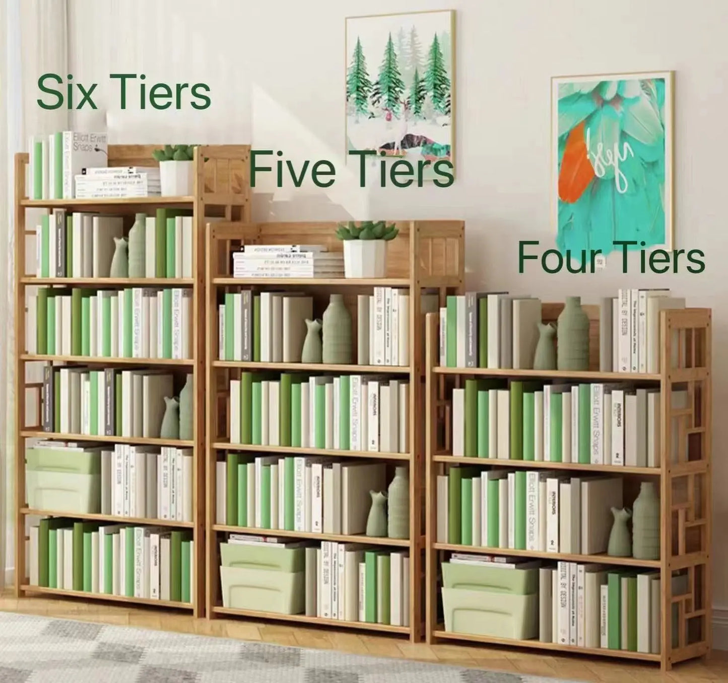 Bamboo Bookshelf Bookcase Book Shelf Home Office Stylish Solid Storage Simple Natural BBC04 everythingbamboo