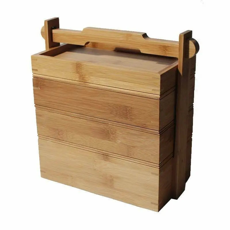 Bamboo Box Bamboo Multiple Tiers Storage Box With Handle Organizer Vintage Style everythingbamboo