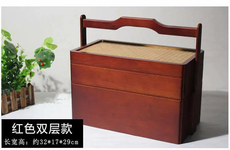 Bamboo Box Bamboo Multiple Tiers Storage Box With Handle Organizer Vintage Style everythingbamboo