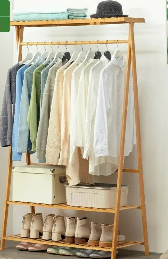 Bamboo Clothes Hanger Coat Rack Garment Hanger Holder Hat Rack Stand