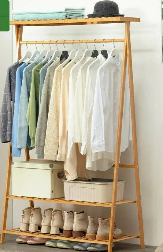 Bamboo Clothes Hanger Coat Rack Garment Hanger Holder Hat Rack Stand Organizer everythingbamboo