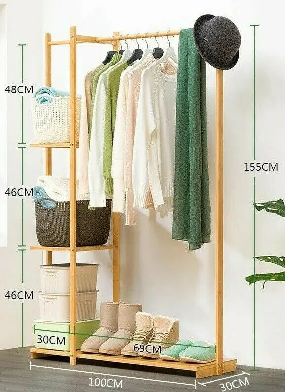 Bamboo Clothes Hanger Coat Rack Garment Hanger Holder Hat Rack Stand Organizer everythingbamboo