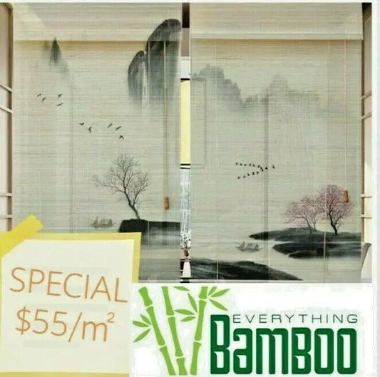 Bamboo Curtain & Screen Blind Rolling Curtain Panel Privacy Custom Size Picure everythingbamboo