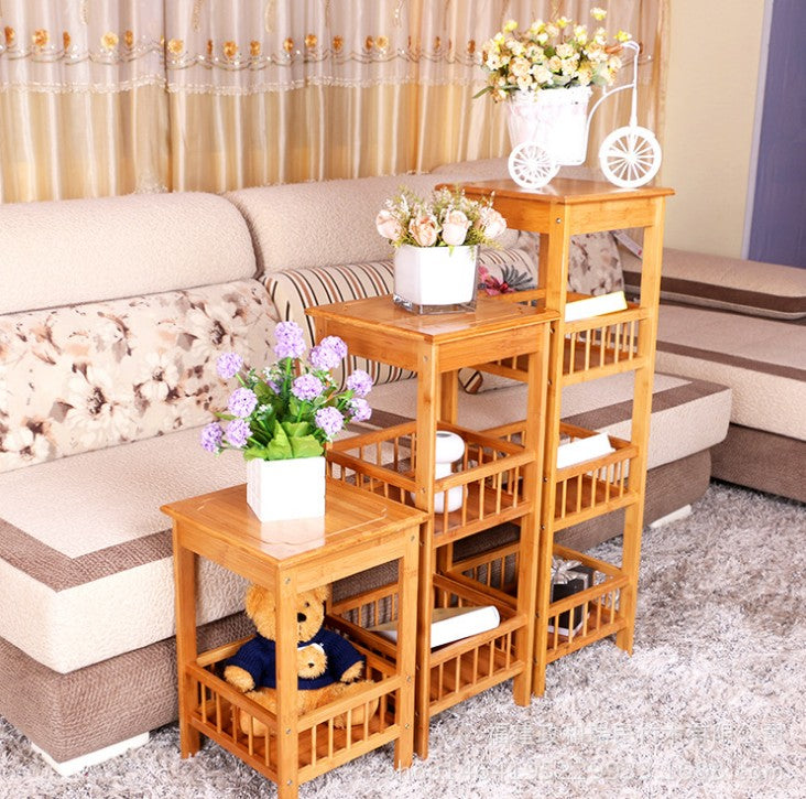 Bamboo Flower Stand Multi-Level Bamboo Shelf Organiser Corner Shelves Storage Unbranded