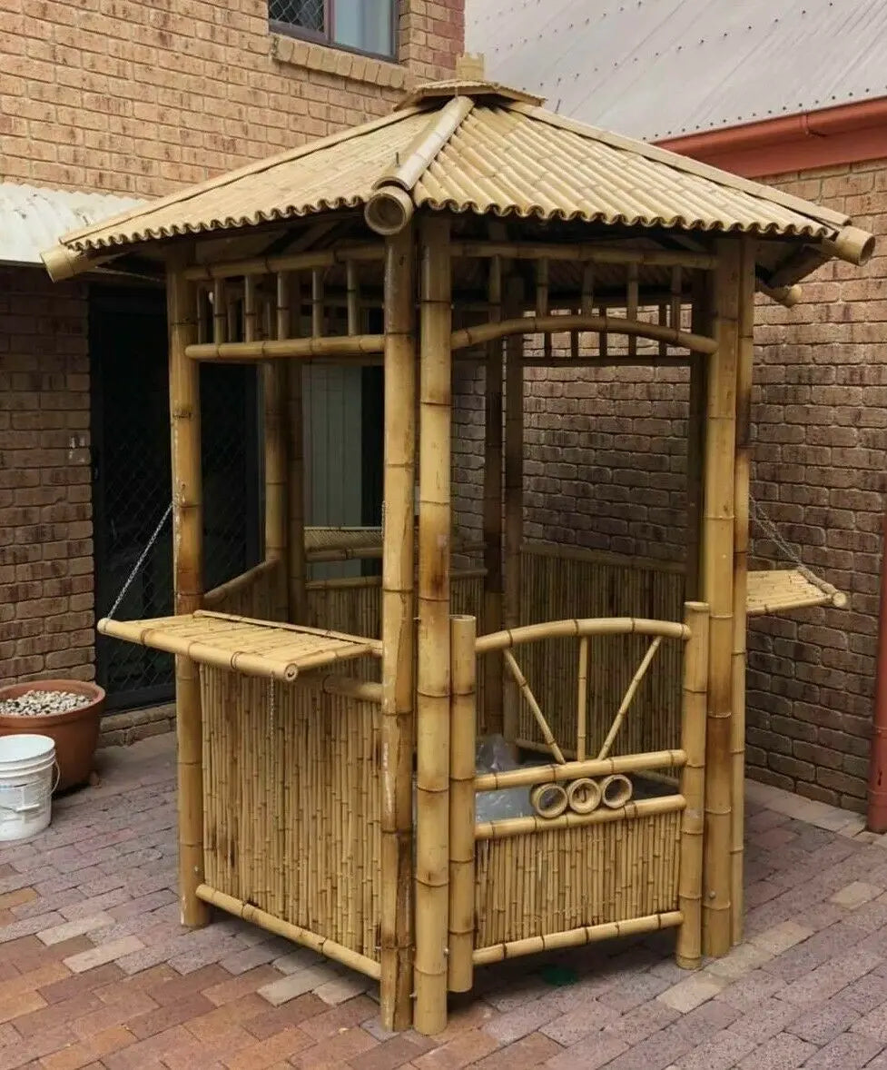 Bamboo Gazebo Pagoda Pavilion 100% Handmade Garden Yard Natural Outdoor everythingbamboo