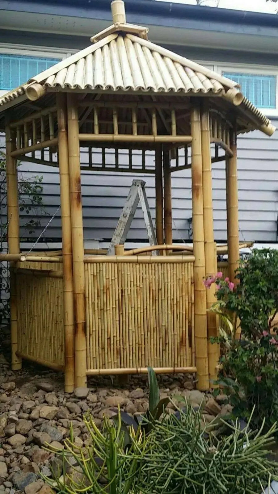 Bamboo Gazebo Pagoda Pavilion 100% Handmade Garden Yard Natural Outdoor everythingbamboo
