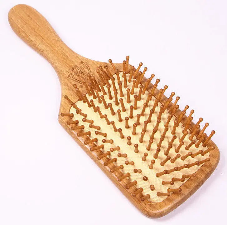 Bamboo Hair Brush Pneumatic Massage Comb Small Spherical Wooden Pins Healthy everythingbamboo