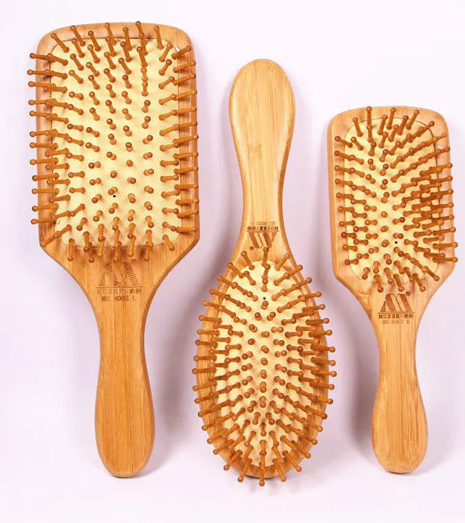 Bamboo Hair Brush Pneumatic Massage Comb Small Spherical Wooden Pins Healthy everythingbamboo
