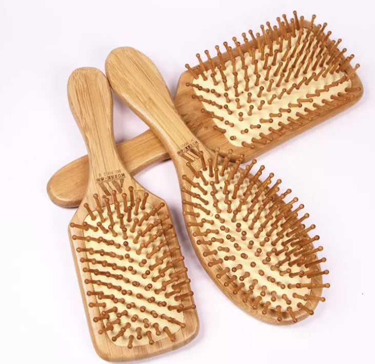 Bamboo Hair Brush Pneumatic Massage Comb Small Spherical Wooden Pins Healthy everythingbamboo