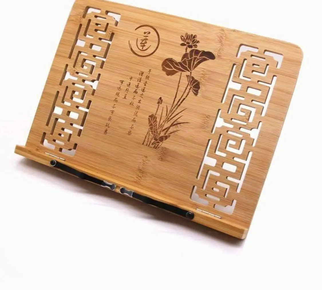 Bamboo Hand Carved Holder Rack Stand Books Reading Tablet Phone Ipad Holder everythingbamboo