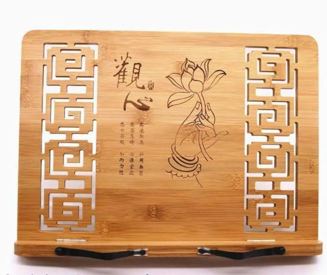 Bamboo Hand Carved Holder Rack Stand Books Reading Tablet Phone Ipad Holder everythingbamboo