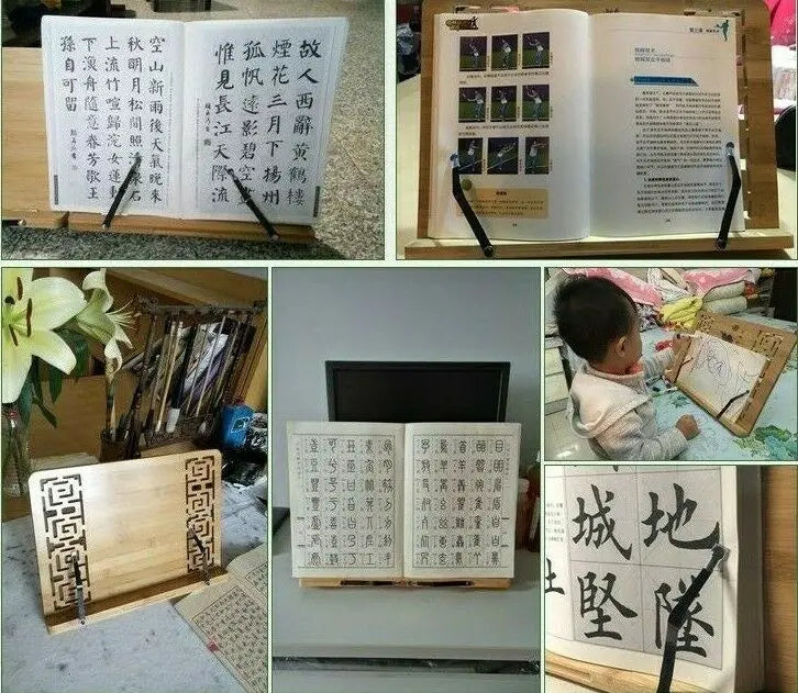 Bamboo Hand Carved Holder Rack Stand Books Reading Tablet Phone Ipad Holder everythingbamboo