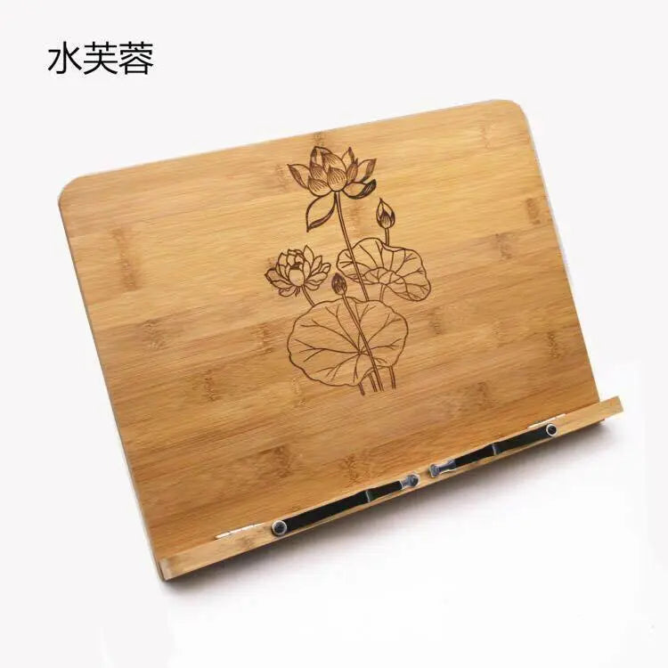 Bamboo Hand Carved Holder Rack Stand Books Reading Tablet Phone Ipad Holder everythingbamboo