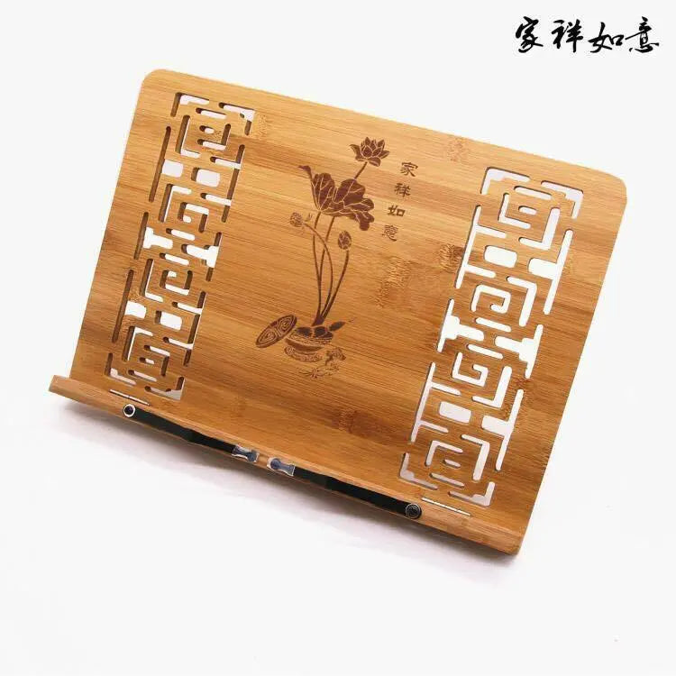 Bamboo Hand Carved Holder Rack Stand Books Reading Tablet Phone Ipad Holder everythingbamboo