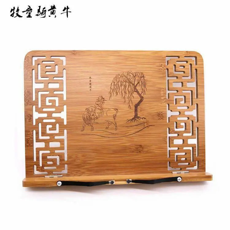 Bamboo Hand Carved Holder Rack Stand Books Reading Tablet Phone Ipad Holder everythingbamboo