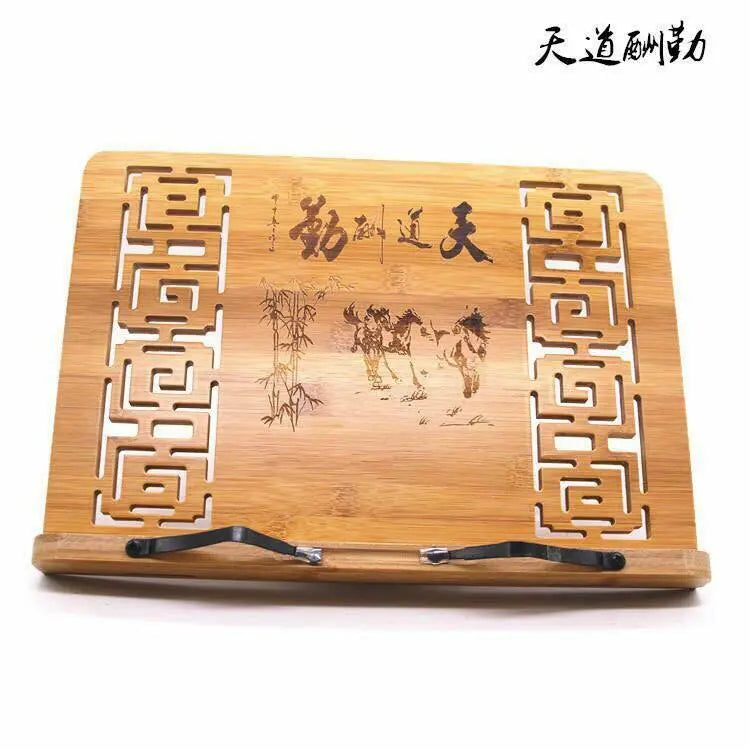 Bamboo Hand Carved Holder Rack Stand Books Reading Tablet Phone Ipad Holder everythingbamboo