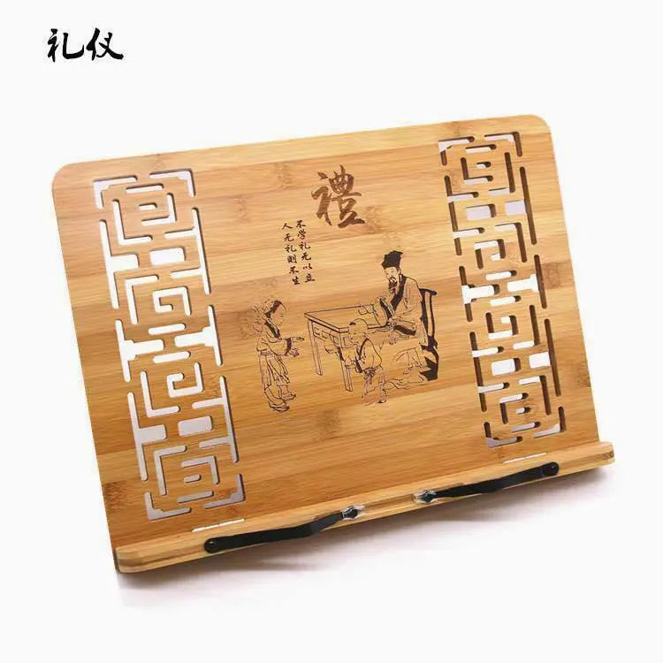 Bamboo Hand Carved Holder Rack Stand Books Reading Tablet Phone Ipad Holder everythingbamboo