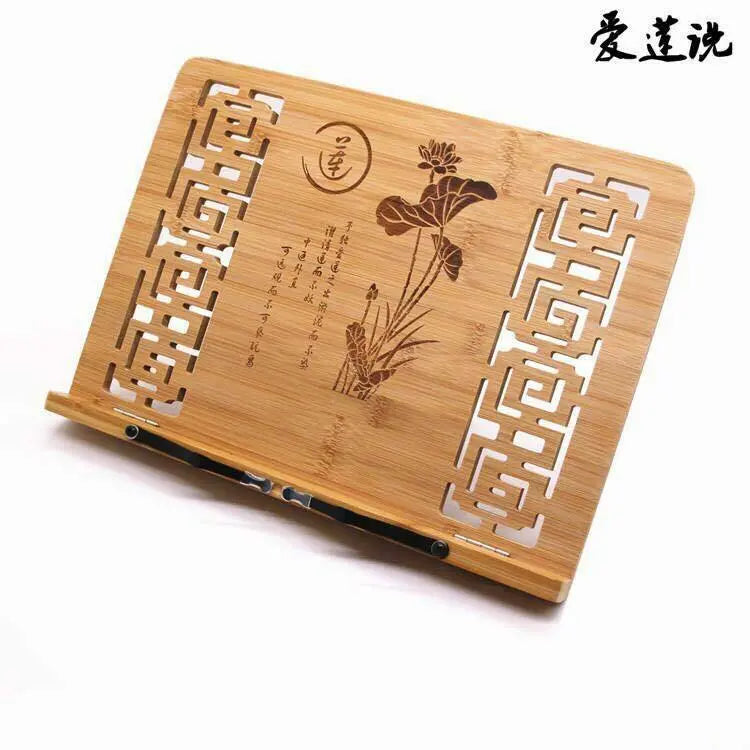 Bamboo Hand Carved Holder Rack Stand Books Reading Tablet Phone Ipad Holder everythingbamboo