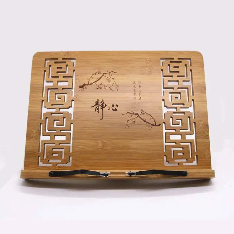 Bamboo Hand Carved Holder Rack Stand Books Reading Tablet Phone Ipad Holder everythingbamboo