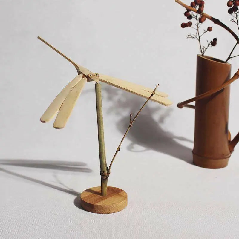Bamboo Handcrafted Handmade Dragonfly on Stick Decoration Creative Artwork everythingbamboo