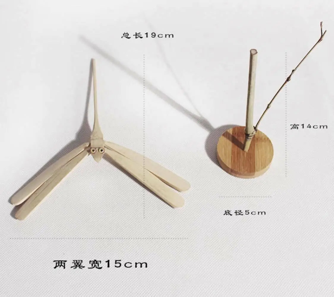 Bamboo Handcrafted Handmade Dragonfly on Stick Decoration Creative Artwork everythingbamboo
