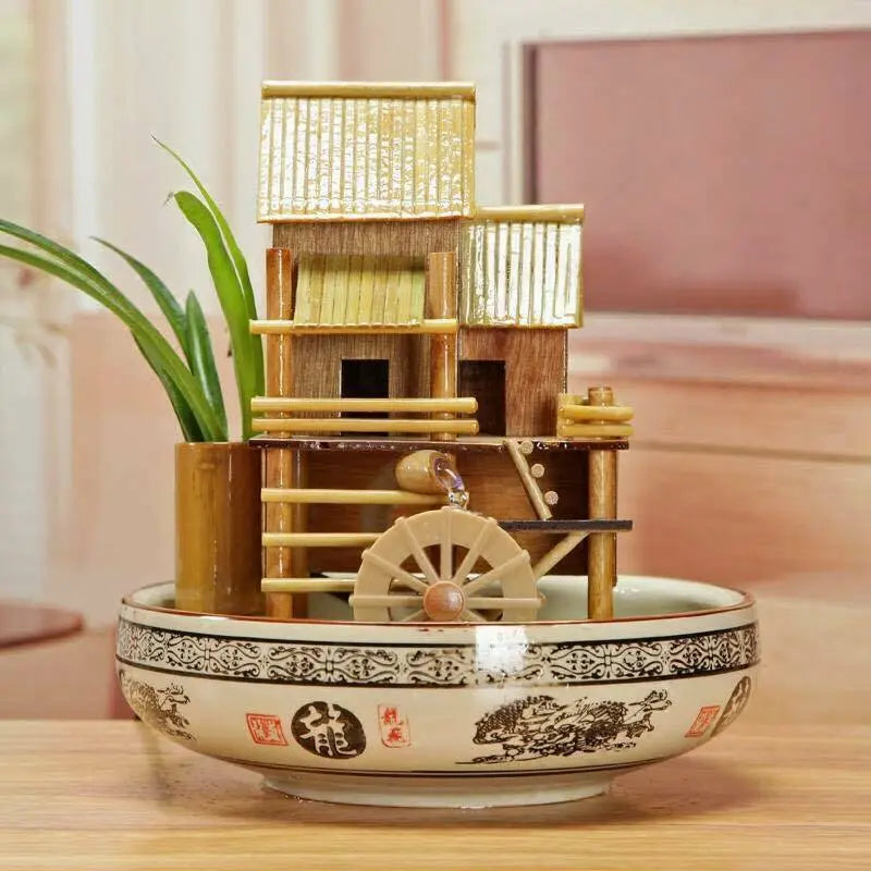 Bamboo Handmade Handcrafted Indoor Water Feature Flowing Water Wheels Home Decor everythingbamboo