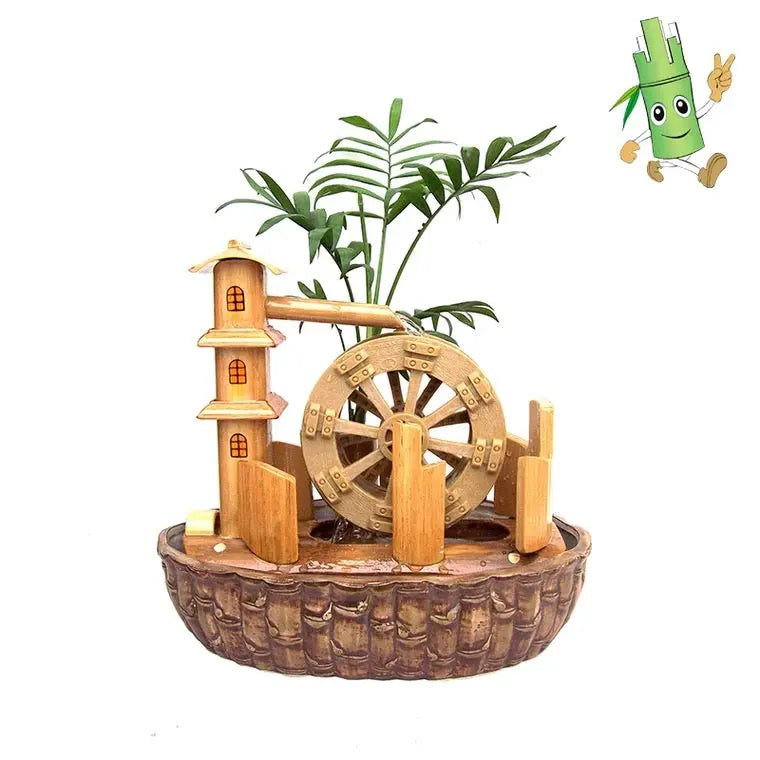 Bamboo Handmade Handcrafted Water Feature Flowing Water Wheels Home Decor B everythingbamboo