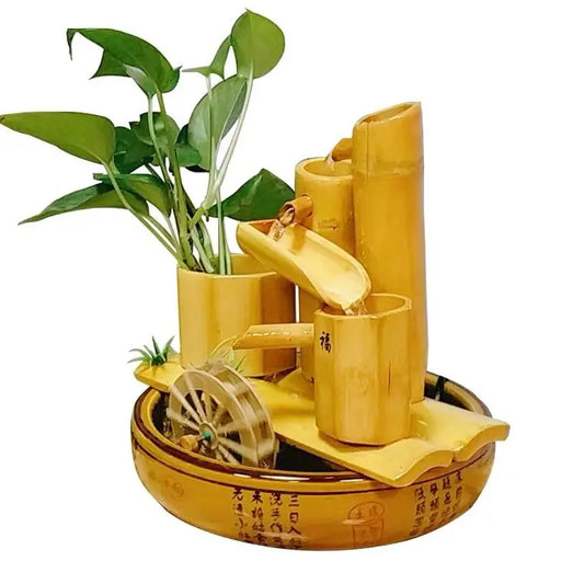 Bamboo Handmade Handcrafted Water Feature Fountain With Basin Flowing Water Wheels Home Decor Many Styles everythingbamboo