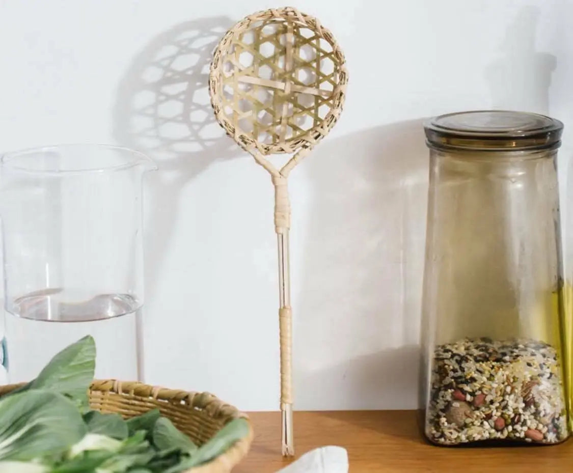 Bamboo Ladle Spoon Handwoven Handmade Strainer Ladle Spoon Cooking Spoon everythingbamboo