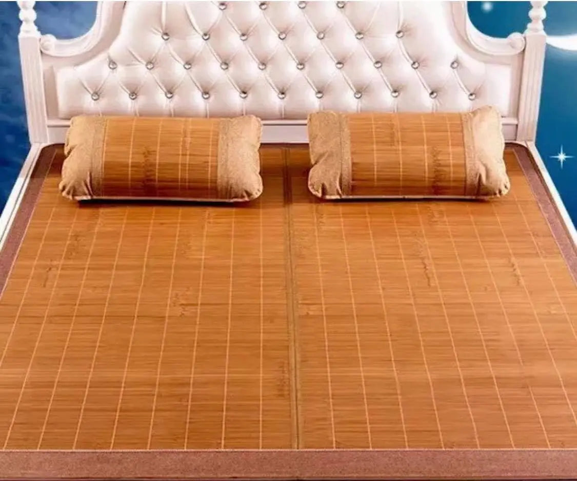 Bamboo Mat Mattress Topper Foldable Premium Both Sides With 2 Pillow Cases 双面高级折叠碳化竹席竹凉席+2 枕套 everythingbamboo