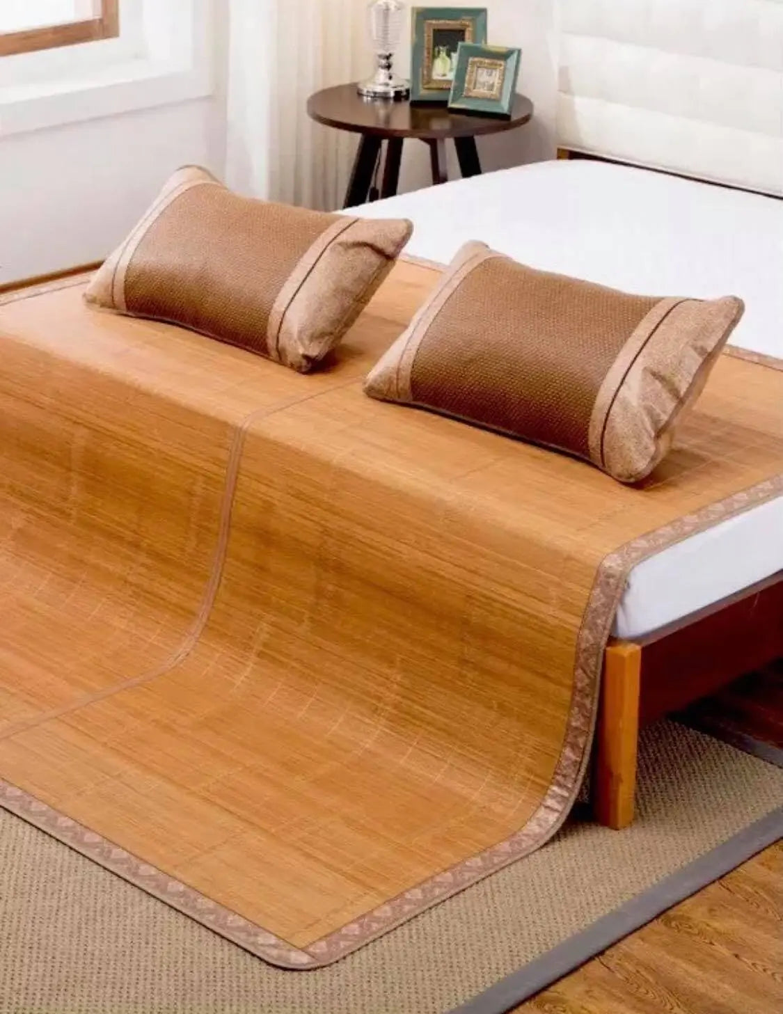 Bamboo Mat Mattress Topper Foldable Premium Both Sides With 2 Pillow Cases 双面高级折叠碳化竹席竹凉席+2 枕套 everythingbamboo