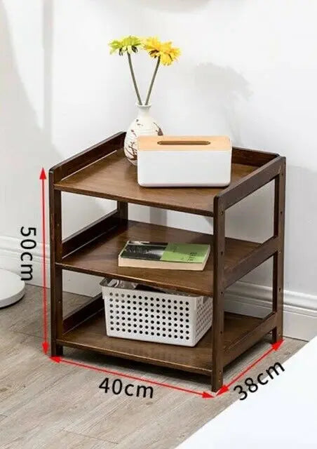 Bamboo Modern Bedside Multiple Shelves Trolley Table With Wheels Cart Rack everythingbamboo