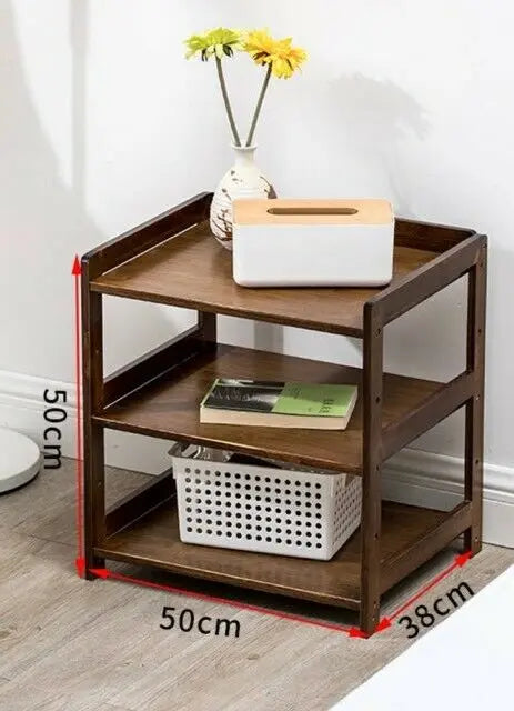 Bamboo Modern Bedside Multiple Shelves Trolley Table With Wheels Cart Rack everythingbamboo