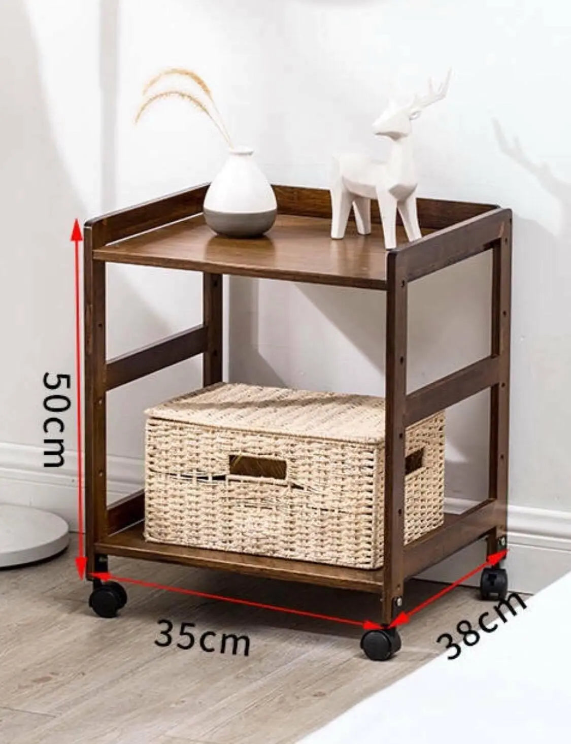 Bamboo Modern Bedside Multiple Shelves Trolley Table With Wheels Cart Rack everythingbamboo