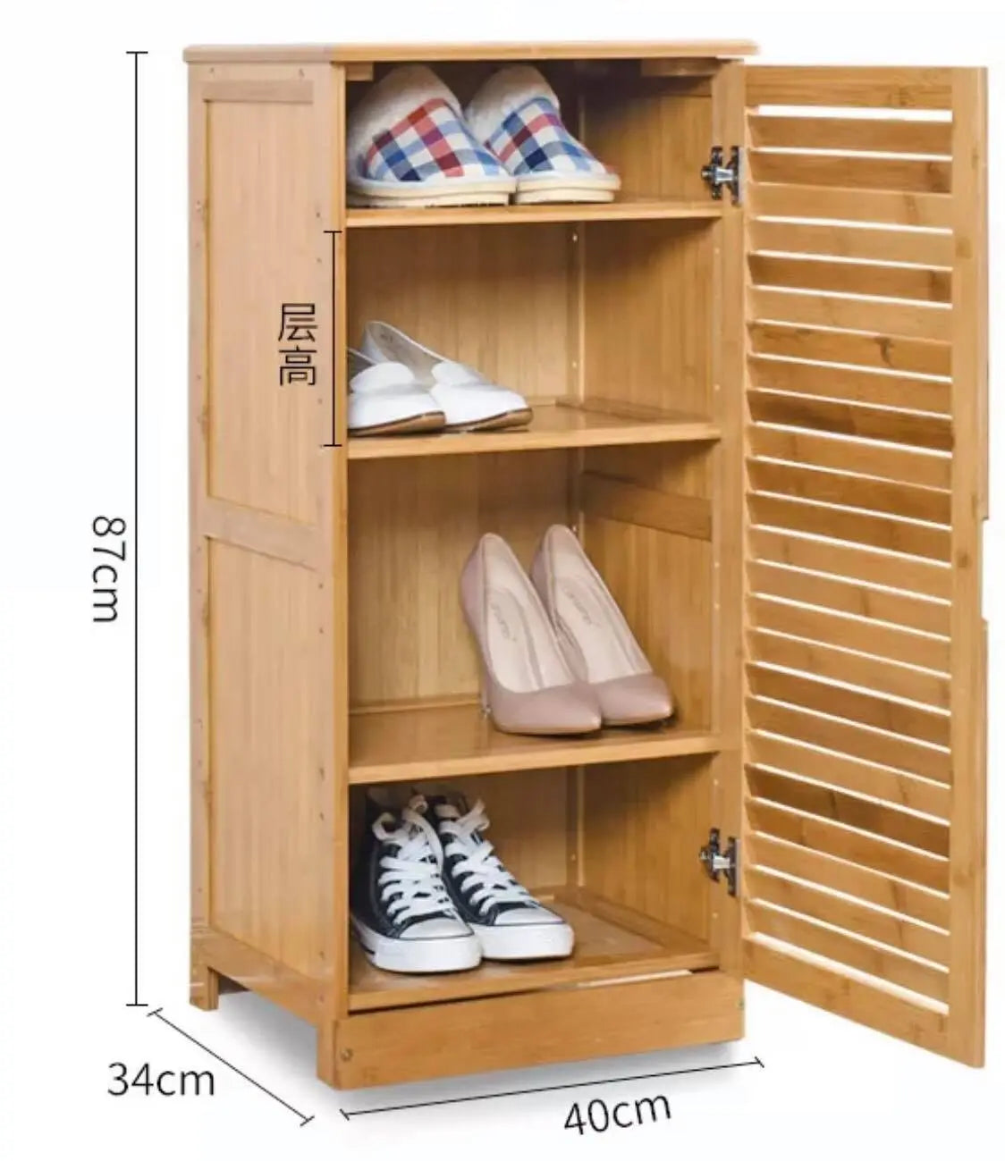 Bamboo Multi-Tiers Shoe Racks Shelf With Door Bamboo Shelves Storage Book Case everythingbamboo