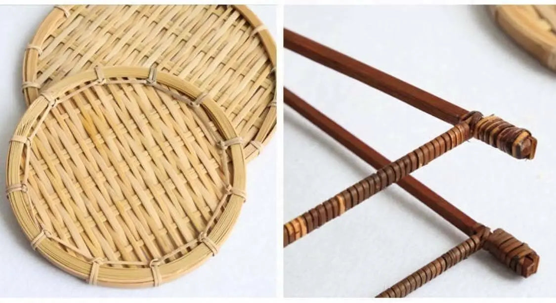 Bamboo Natural Handwoven 2 Tiers Dessert High Tea Stand Plate Rack everythingbamboo