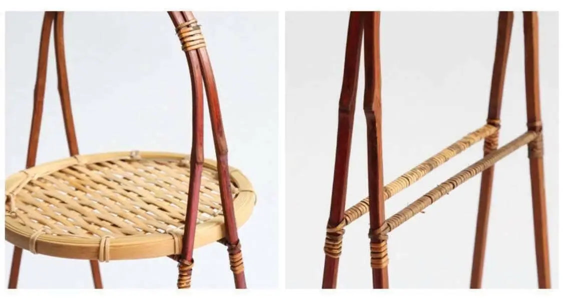 Bamboo Natural Handwoven 2 Tiers Dessert High Tea Stand Plate Rack everythingbamboo