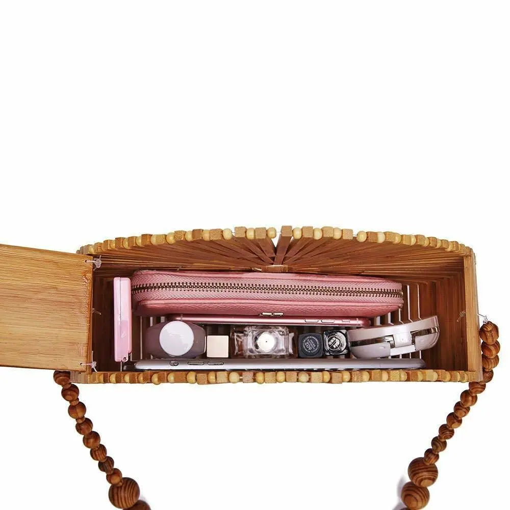 Bamboo Natural Handwoven Women Round Fashionable Travel Vintage Shoulder Bag everythingbamboo