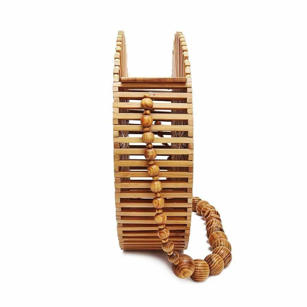 Bamboo Natural Handwoven Women Round Fashionable Travel Vintage Shoulder Bag everythingbamboo