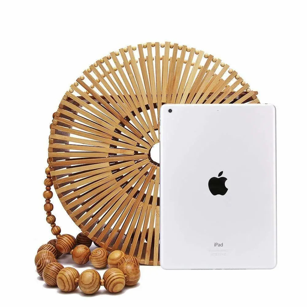 Bamboo Natural Handwoven Women Round Fashionable Travel Vintage Shoulder Bag everythingbamboo