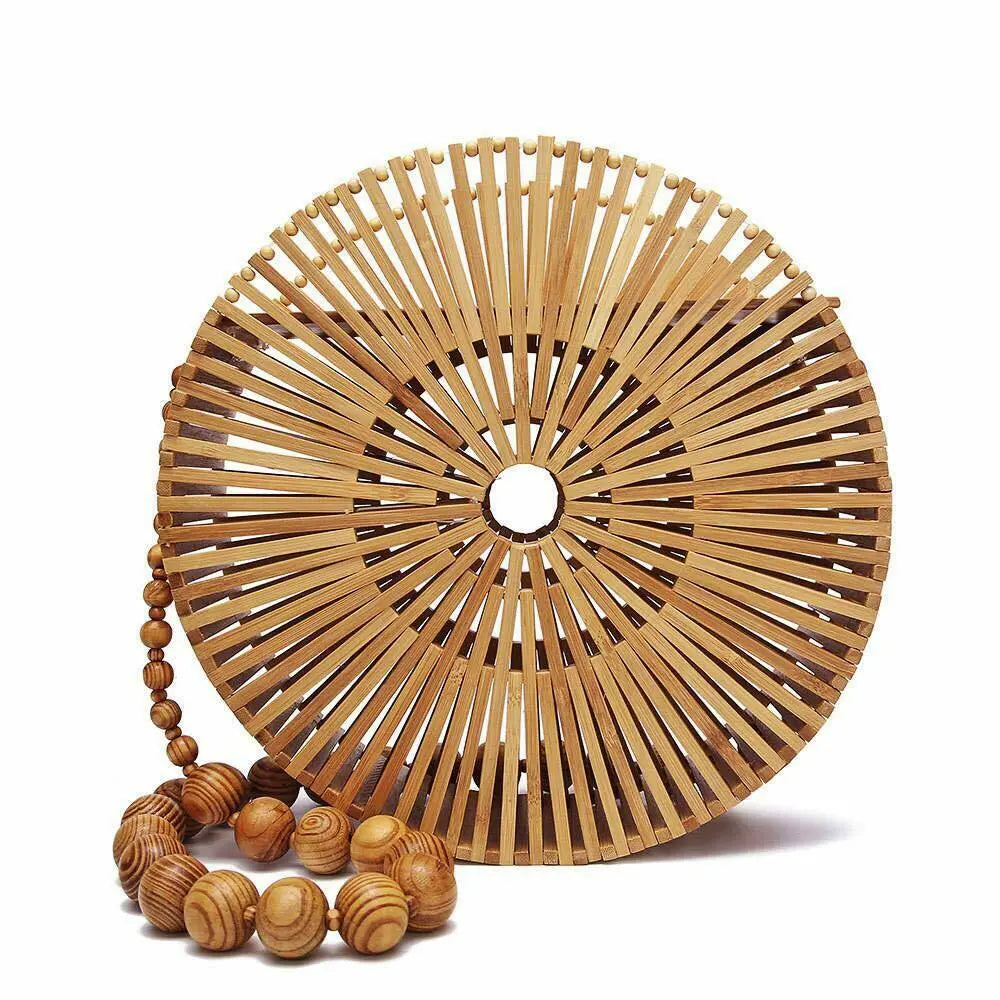 Bamboo Natural Handwoven Women Round Fashionable Travel Vintage Shoulder Bag everythingbamboo