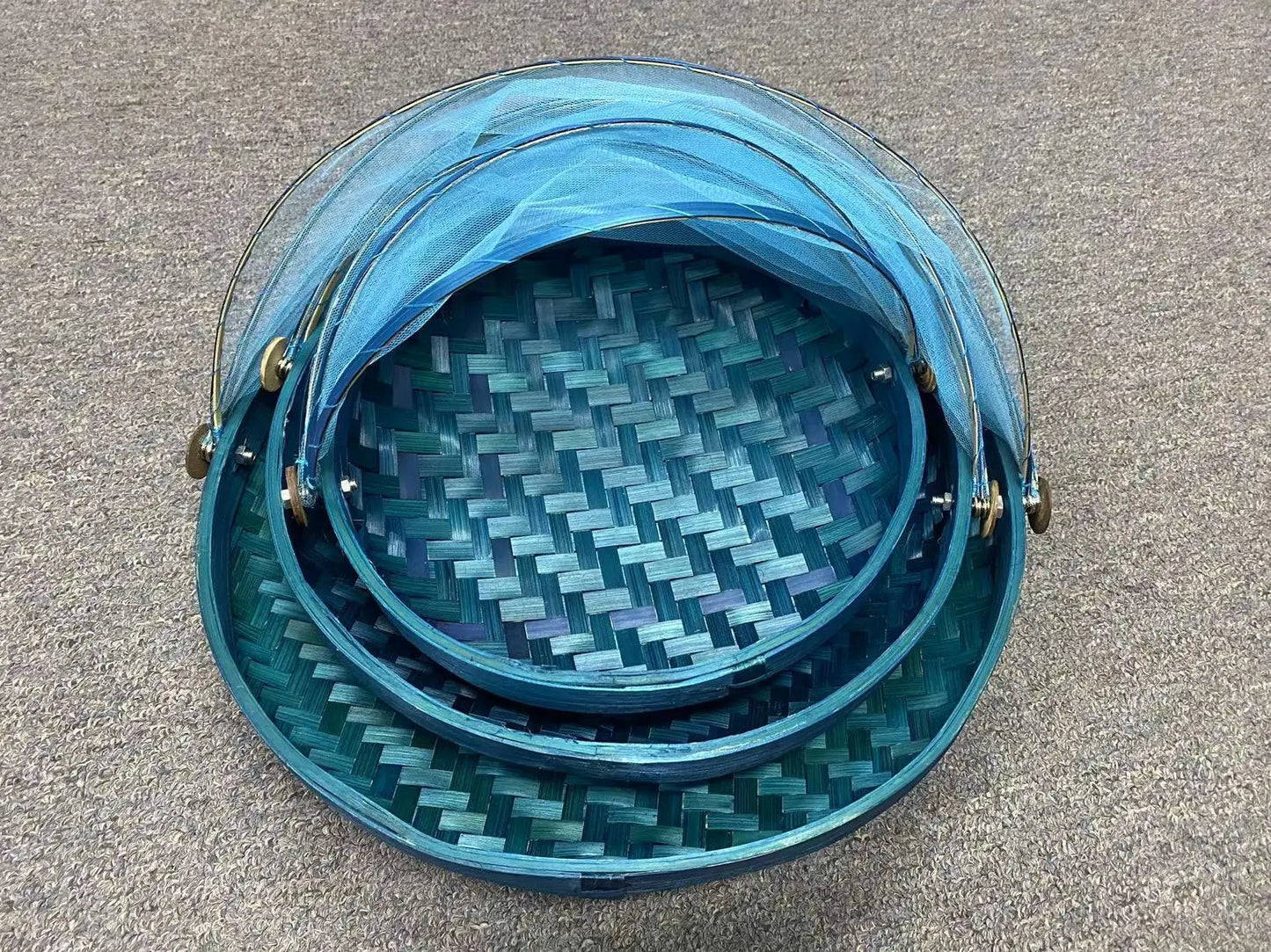Bamboo Net Basket Plate Set of 3 Plate Basket Insects Free Picnic Plate Storage Multi Colors BPT10 everythingbamboo
