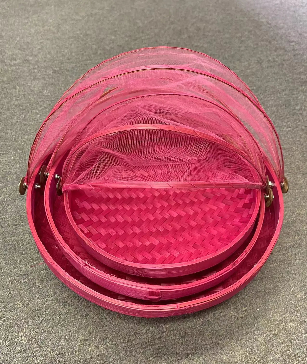 Bamboo Net Basket Plate Set of 3 Plate Basket Insects Free Picnic Plate Storage Multi Colors BPT10 everythingbamboo