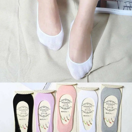 Bamboo Socks 5 Pairs Women Bamboo Fiber Invisible Socks Breathable Soft Nonslip everythingbamboo