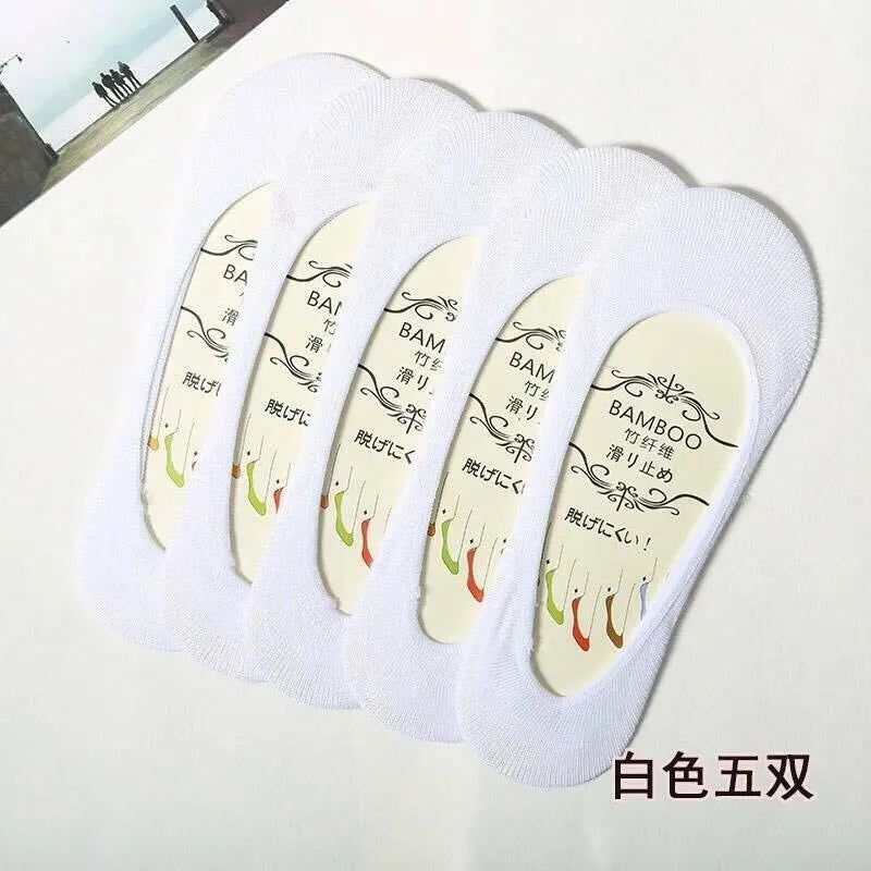Bamboo Socks 5 Pairs Women Bamboo Fiber Invisible Socks Breathable Soft Nonslip everythingbamboo