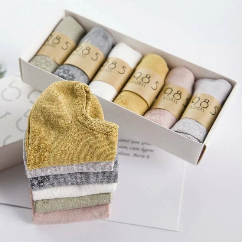 Bamboo Socks Women Bamboo Fiber Invisible Socks 6 Pairs Set Breathable Free Size everythingbamboo